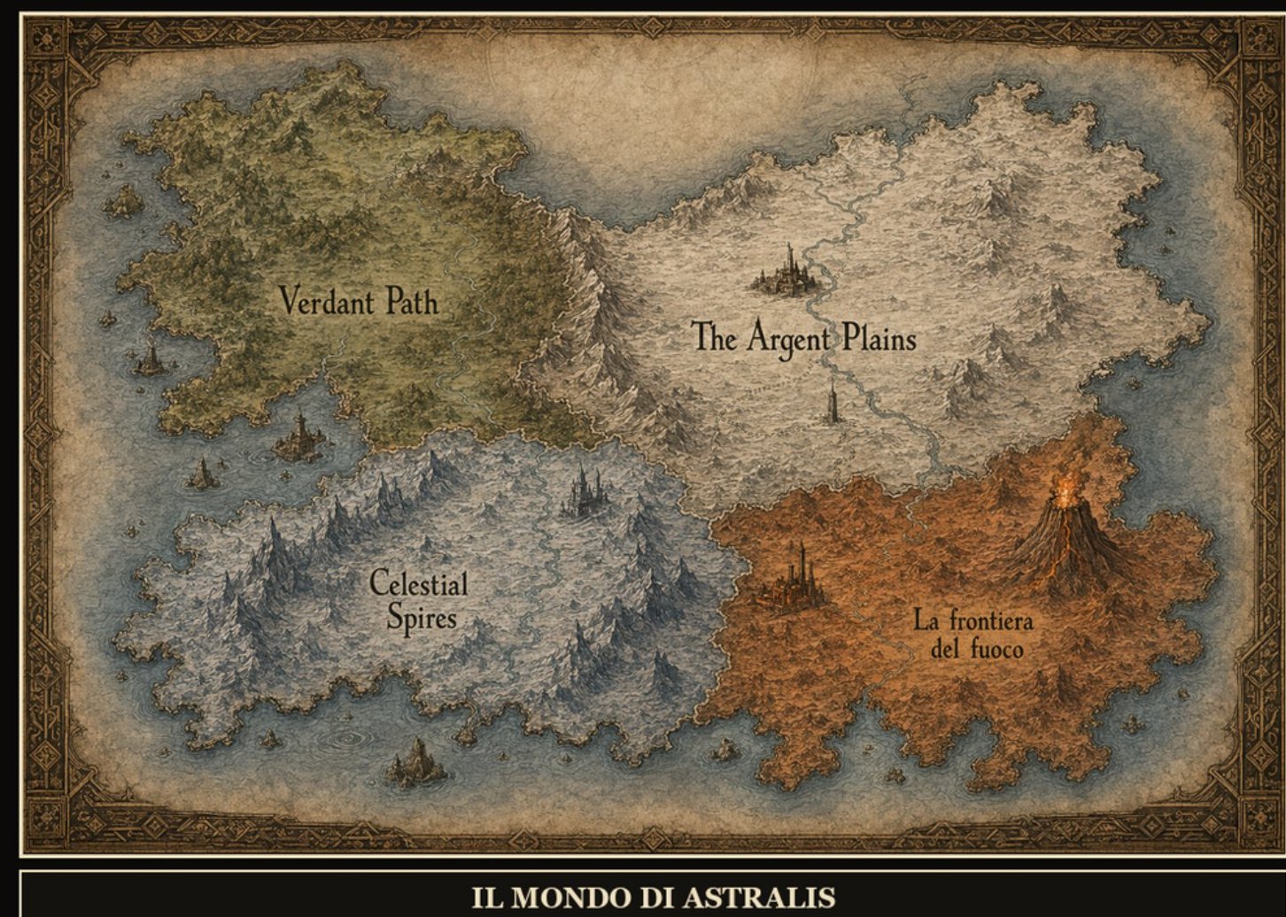 La mappa del mondo di Astralis, dalle tavole dell'albo